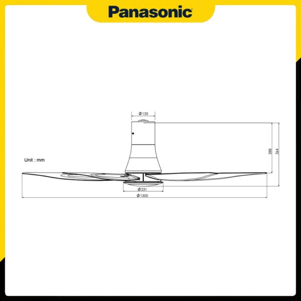 Kích thước, cấu tạo của quạt trần 5 cánh Panasonic F-60TDN / F-60TDN-S