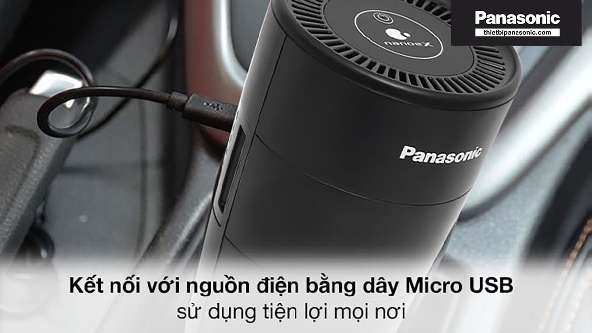 Kết nối Máy lọc không khí xe hơi Panasonic F-GPT01A bằng dây cáp USB Type C sử dụng tiện lợi mọi lúc mọi nơi