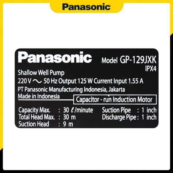 Thông tin xuất xứ của máy bơm đẩy cao Panasonic GP-129JXK-SV5 125W