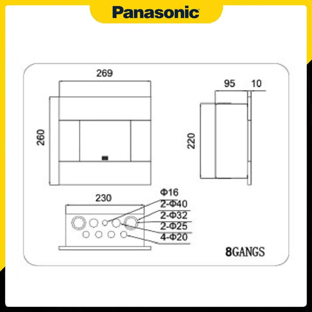 Kích thước của Tủ điện gia đình Panasonic 8 đường BQDX08T11AV