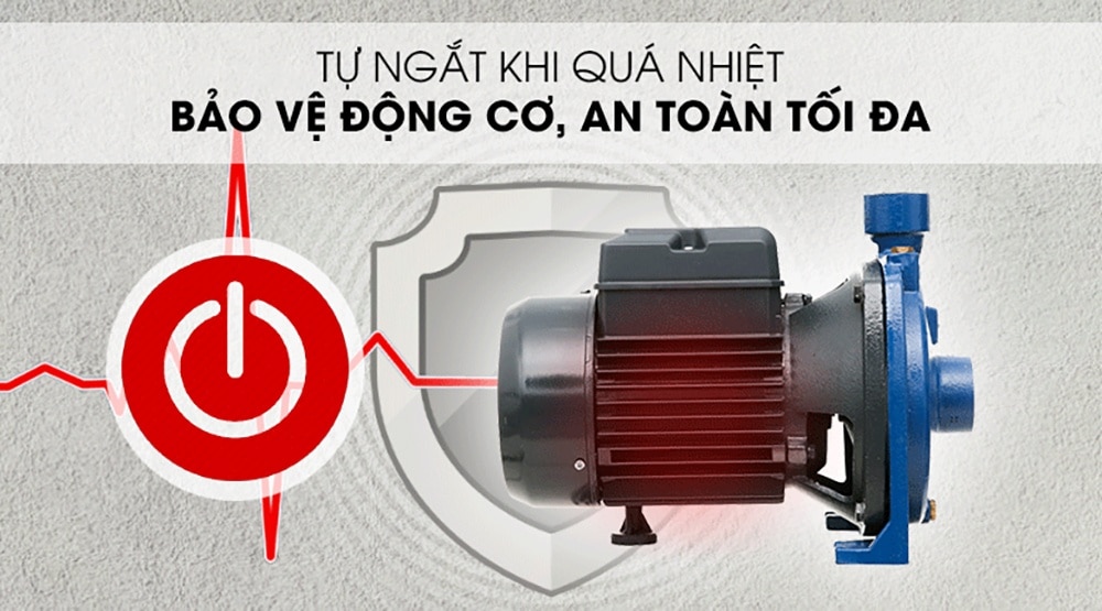 Máy bơm giếng khoan Panasonic GP-15HCN1SVN có thể tự ngắt khi quá nhiệt giúp bảo vệ động cơ