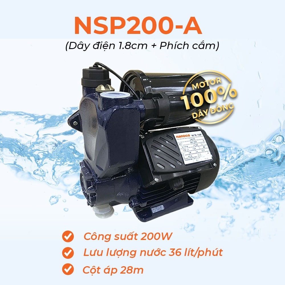Ưu điểm nổi bật của Máy bơm tăng áp Nanoco 200W NSP200-A