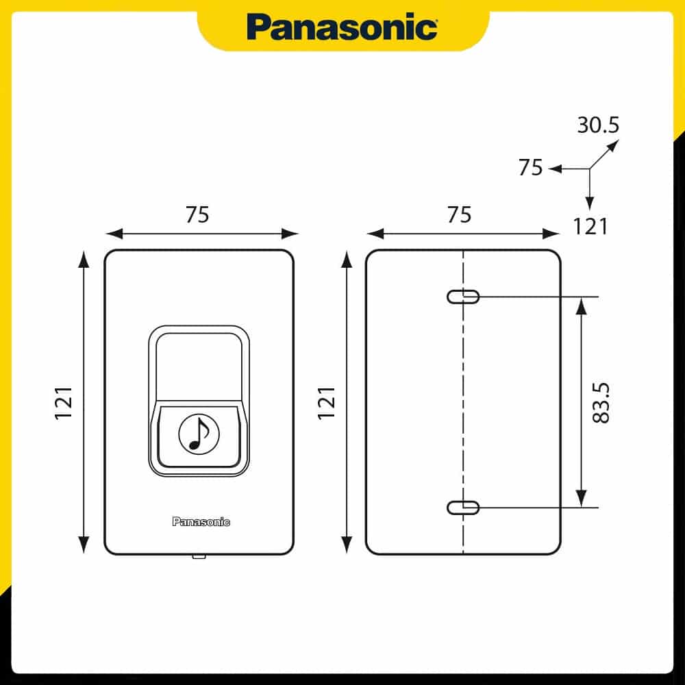 Bản vẽ kích thước của Nút chuông kín nước Panasonic EGG331