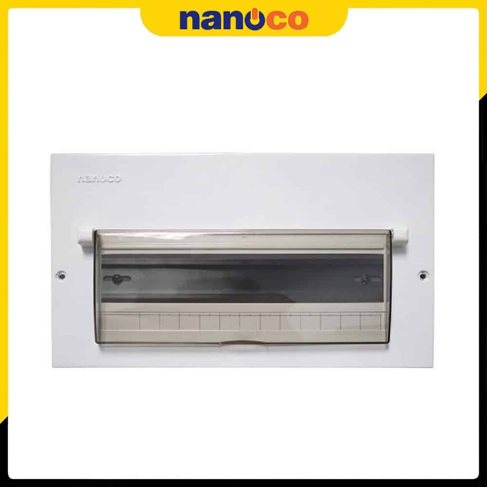 Ngoại hình của tủ điện Nanoco NDP114 10-14 đường mặt + đế kim loại