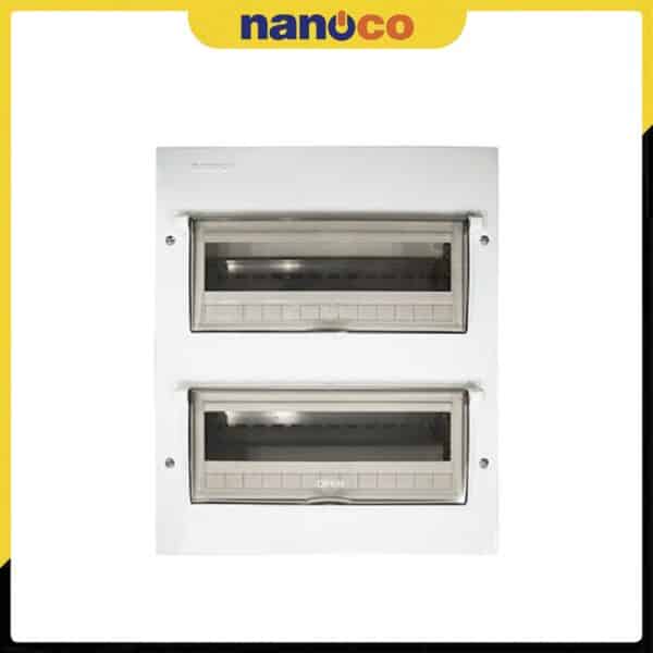 Ngoại hình của tủ điện Nanoco NDP128 20-28 đường mặt + đế kim loại