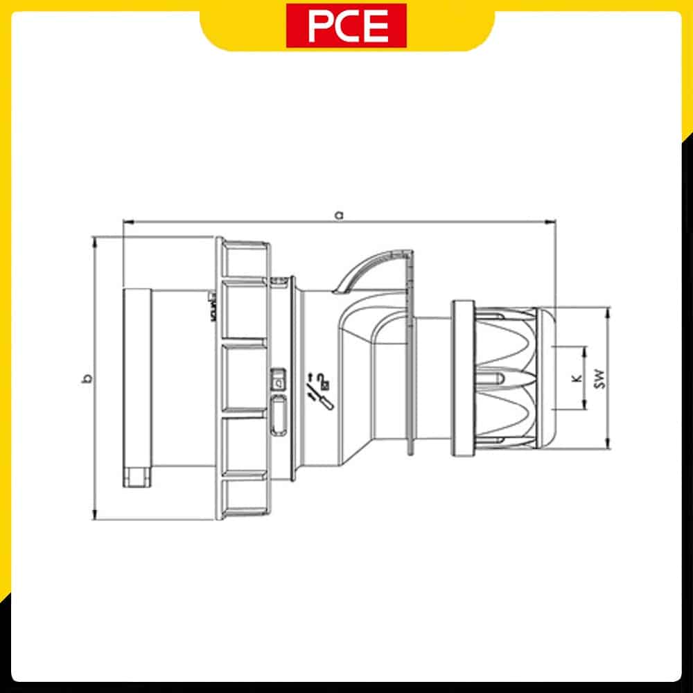 Bản vẽ kích thước của Phích cắm di động IP67 PCE F0132-6