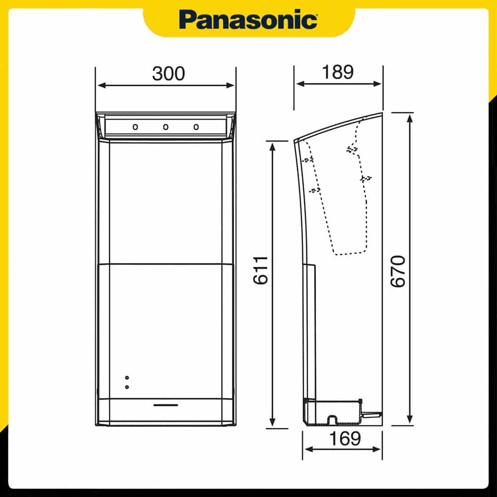 Bản vẽ Kích thước của Máy sấy tay Panasonic FJ-T10T1