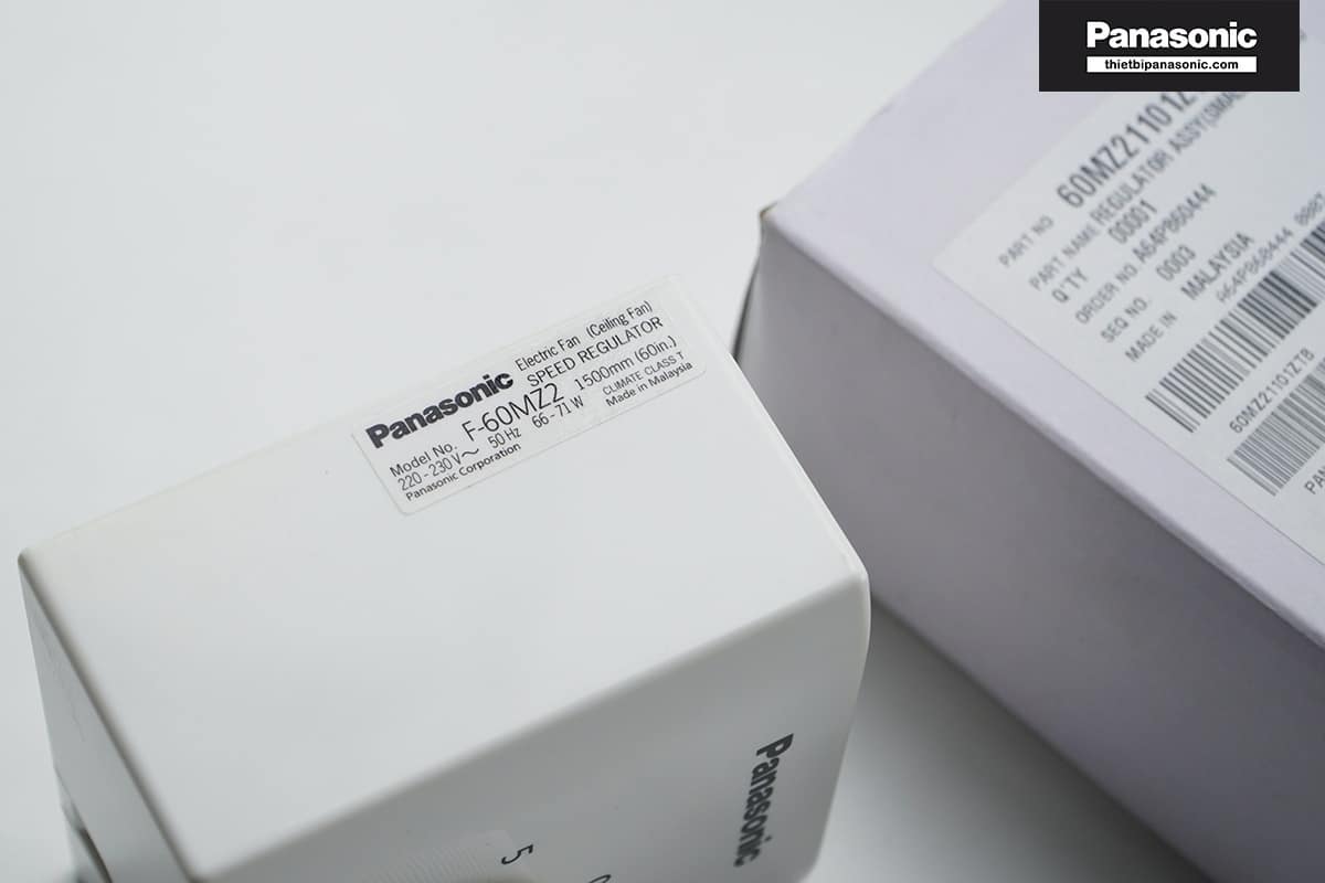 Thông số kỹ thuật được in trên hộp của Hộp số Panasonic