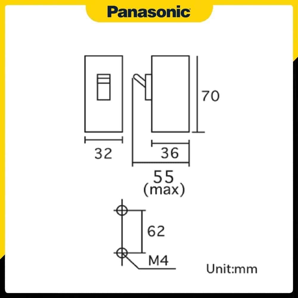 Bản vẽ kỹ thuật và kích thước của CB Cóc Panasonic BS1110TV 10A