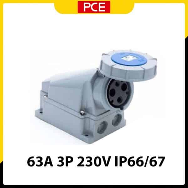 Ổ cắm gắn nổi loại kín nước PCE F133-6 | 3P 63A 230V 6H IP66/67