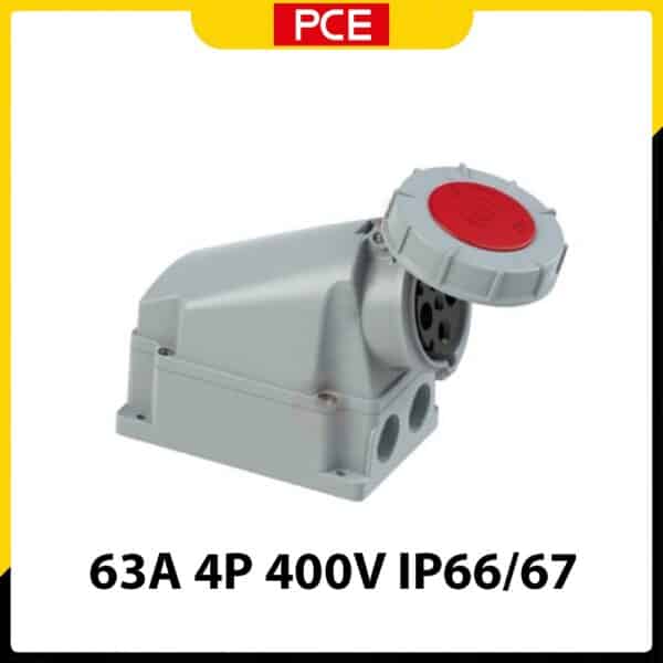Ổ cắm gắn nổi loại kín nước PCE F134-6 | 4P 63A 400V 6H IP66/67