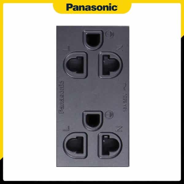Ổ cắm đôi 3 chấu Panasonic WEV1582-7MYH màu xám ánh kim (bắt vít)
