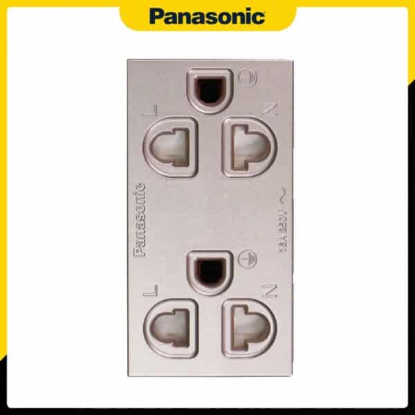 Ổ cắm đôi 3 chấu Panasonic WEV1582MYZ màu vàng ánh kim (cắm nhanh)
