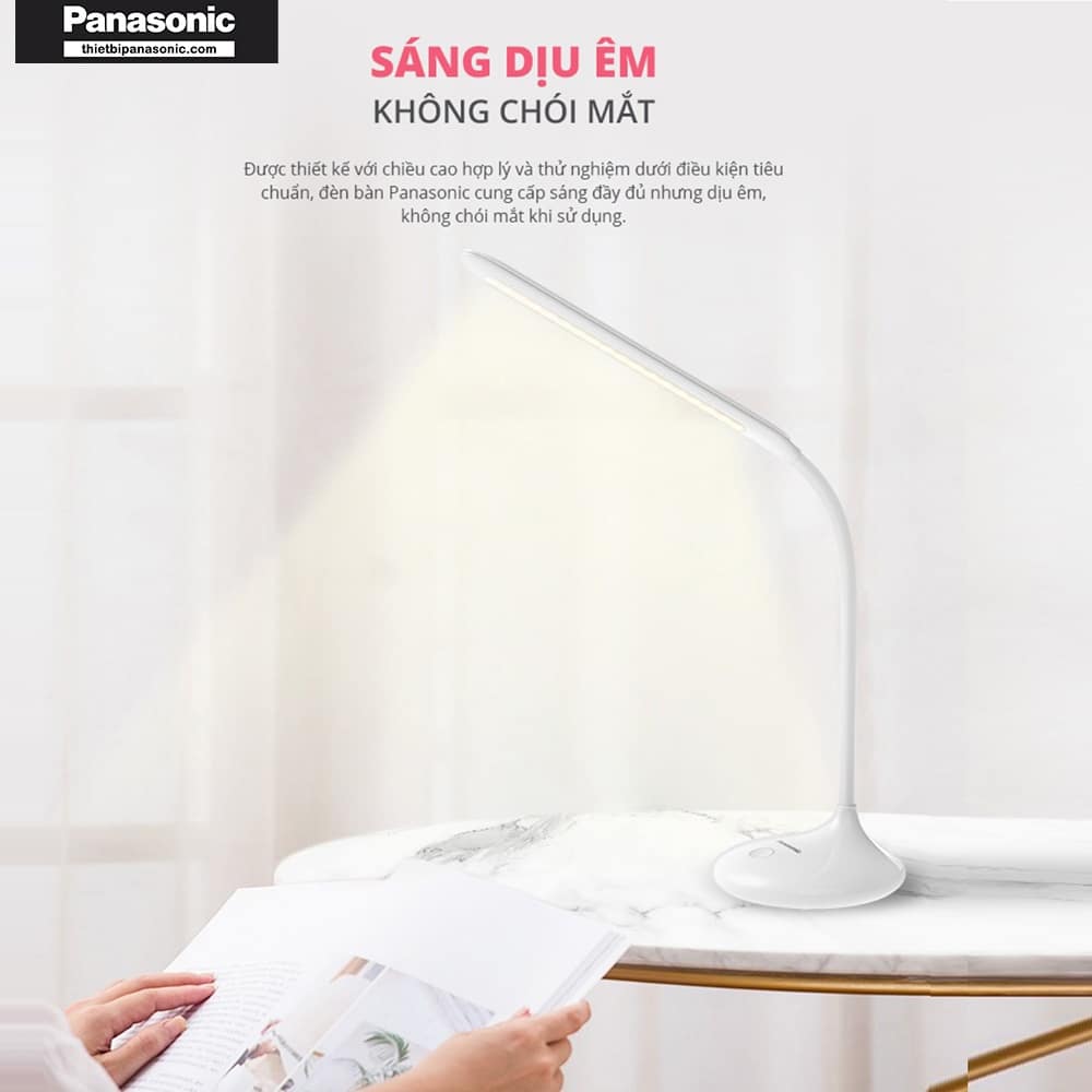 Đèn bàn Panasonic HH-LT0222P19L cung cấp ánh sáng đầy đủ, dịu êm, không chói mắt