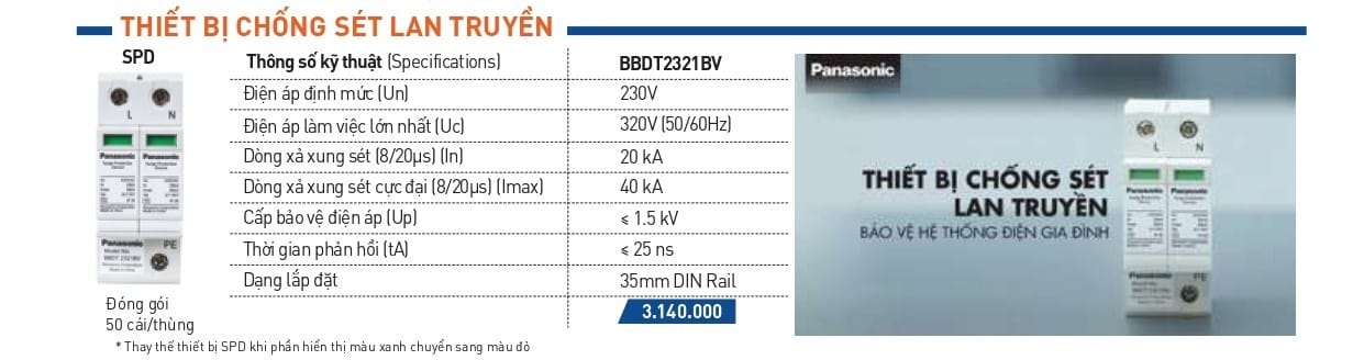 Bảng giá thiết bị chống sét lan truyền Panasonic