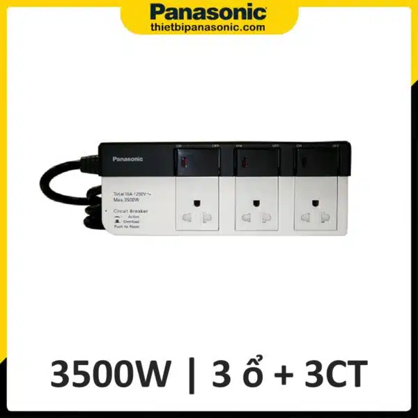 Ổ cắm có dây Panasonic WCHG28334 | 3500W, 3 ổ cắm, 3 công tắc