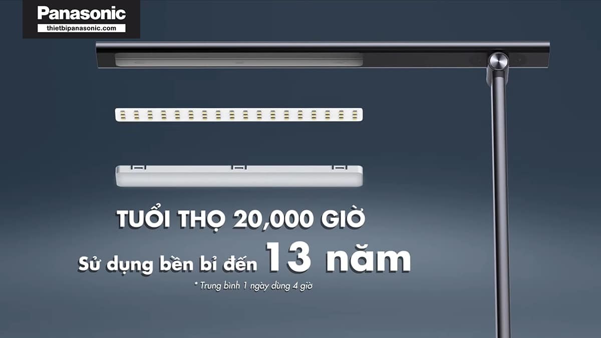 Đèn bàn LED Panasonic HHGLT042088 có tuổi thọ lâu dài lên tới 20.000 giờ chiếu sáng liên tục