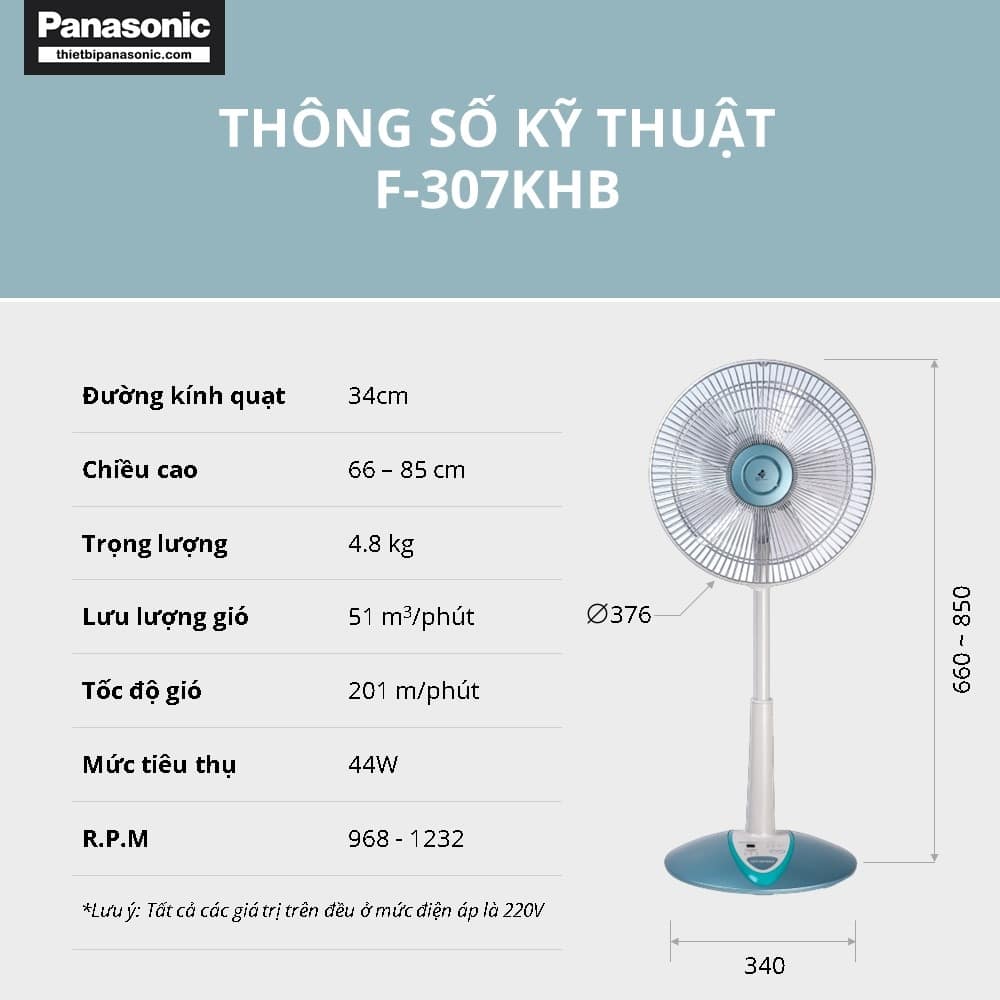 Thông số kỹ thuật của quạt đứng Panasonic F-307KHB
