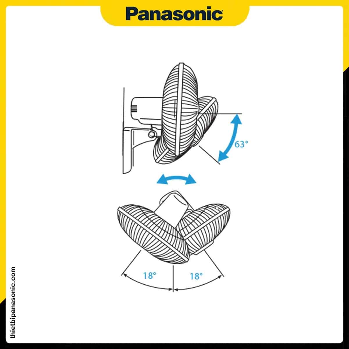 Quạt treo tường Panasonic F-409UB có thể đổi chiều xoay vô cùng linh hoạt