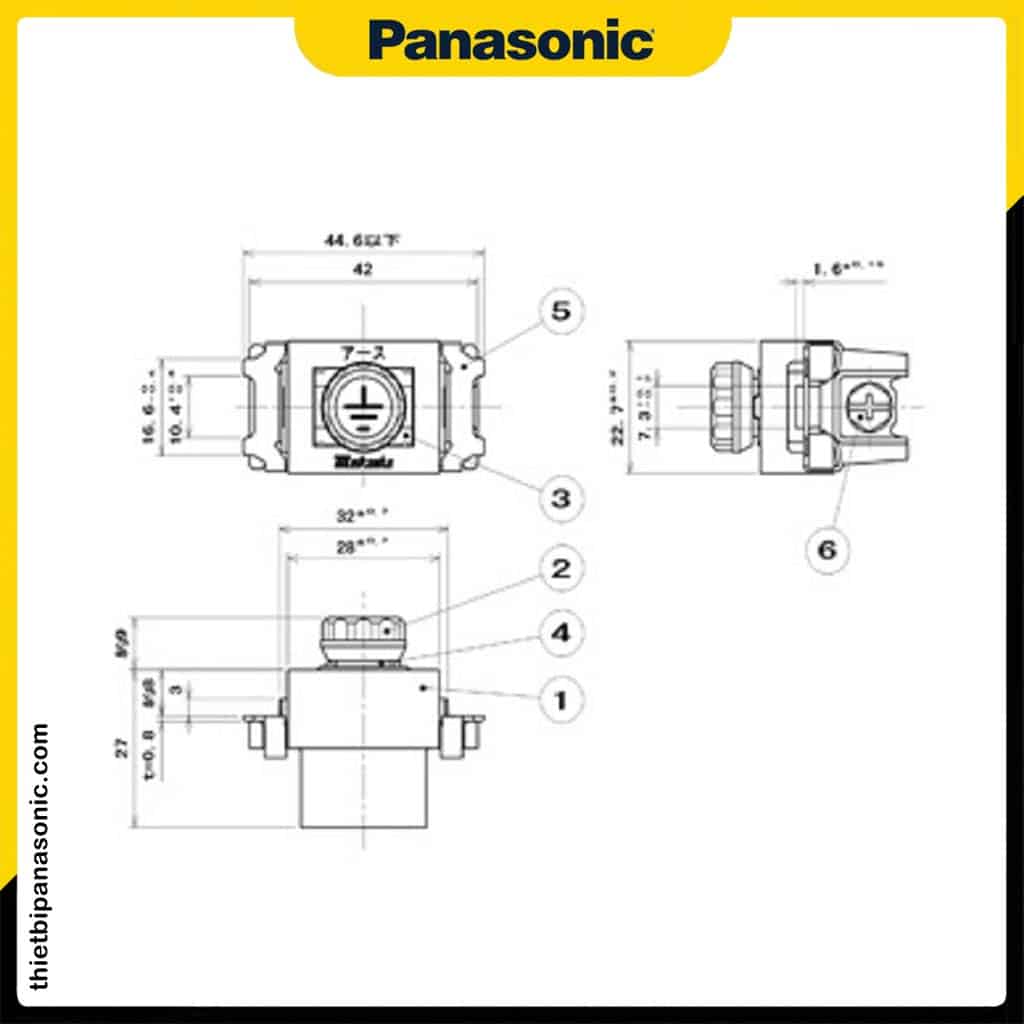 Bản vẽ kỹ thuật của Trạm nối đất Panasonic WN3040K-8