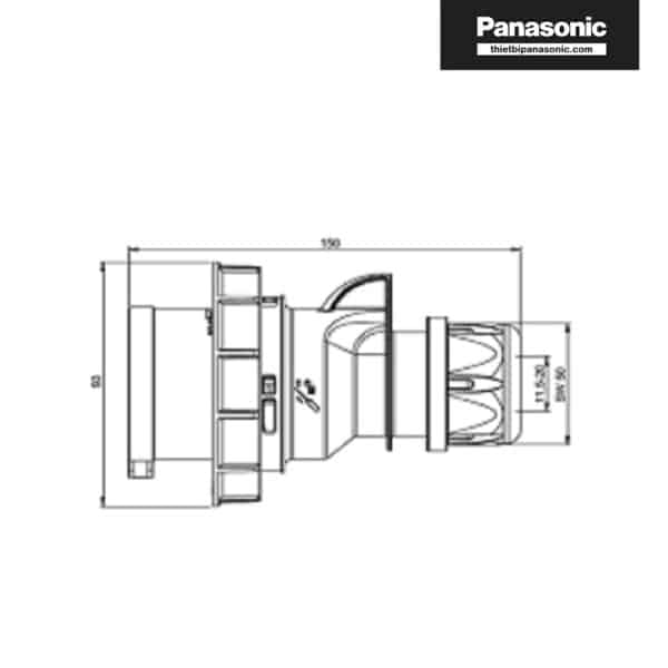 Bản vẽ kích thước của Phích cắm công nghiệp 32A PCE F023-6