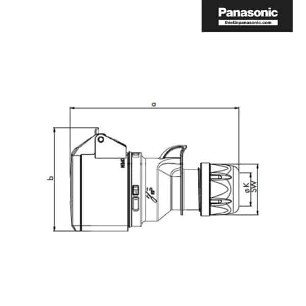Bản vẽ kích thước của Ổ cắm công nghiệp 3 pha 5 chấu Panasonic F225-6