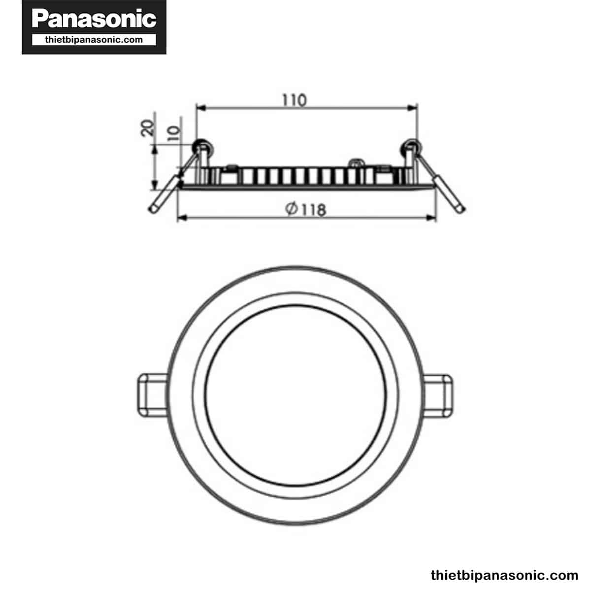 Bản vẽ kích thước của Đèn LED âm trần Panasonic EZ-M Series siêu mỏng đơn sắc | 6W 9W 12W 15W 18W