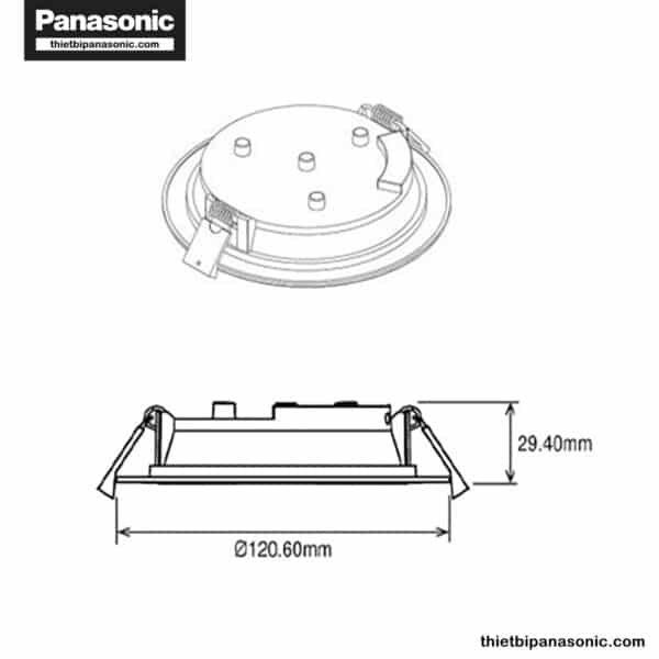 Bản vẽ kích thước của Đèn LED âm trần siêu mỏng Panasonic Neo Slim Đơn sắc tròn | 6W 9W 12W 15W 18W