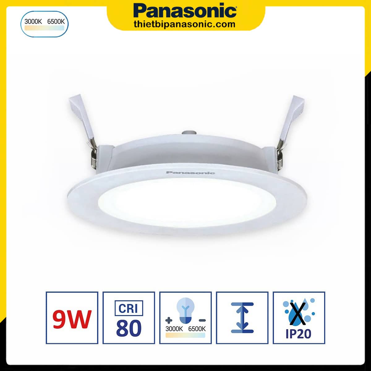 Đèn LED âm trần siêu mỏng Panasonic Neo Slim đổi 3 màu 9W (NNP72276)