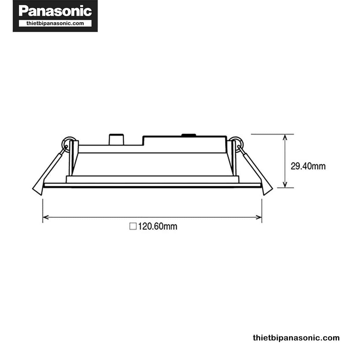 Bản vẽ kích thước của Đèn LED âm trần Panasonic Neo Slim Vuông | 6W, 9W