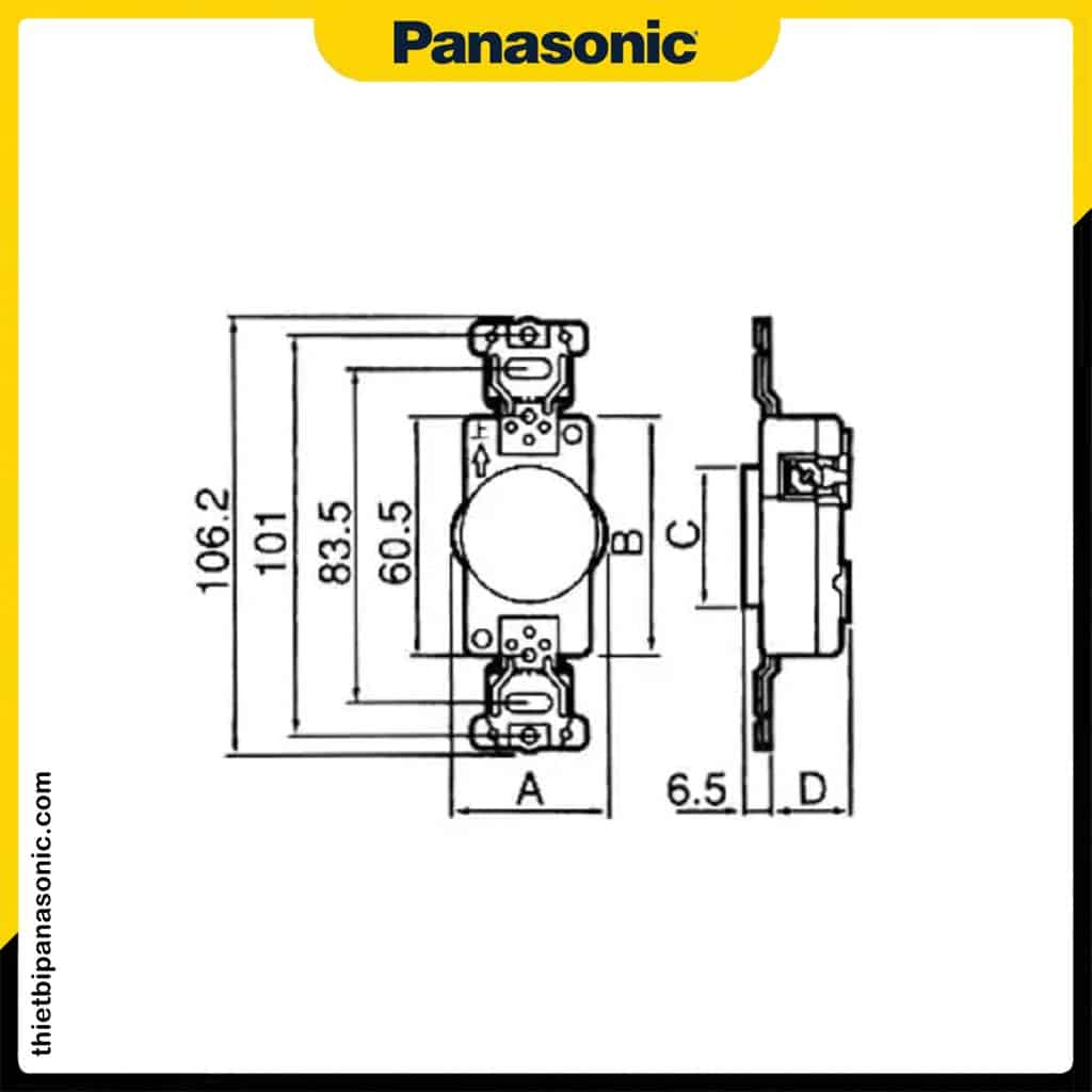 Bản vẽ kỹ thuật của Ổ cắm Locking Panasonic WF2315WK, WF2320WK, WF2330B