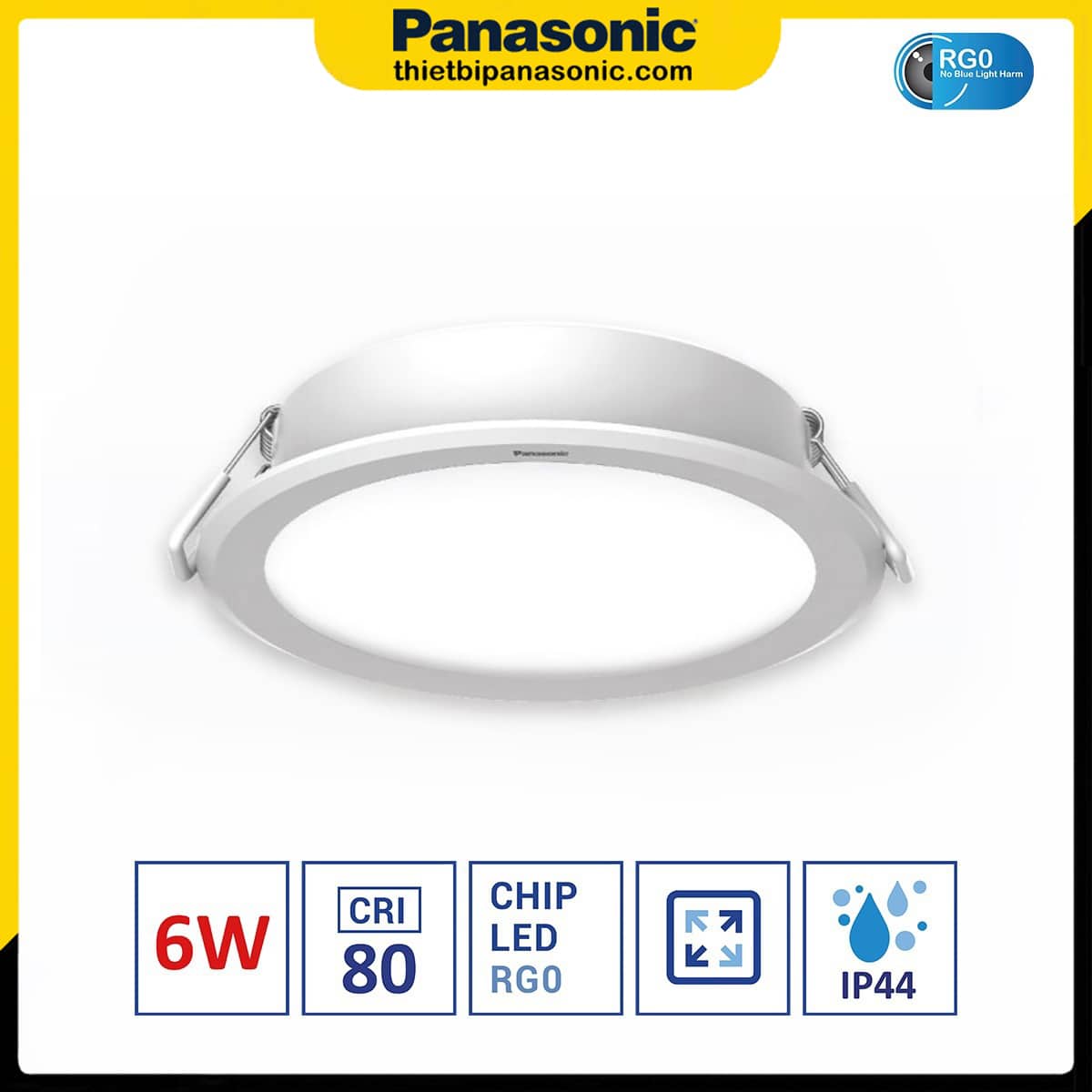 Đèn LED âm trần chống ẩm Panasonic 6W NNV70026WE1A (ánh sáng vàng), NNV70086WE1A (ánh sáng trung tính), NNV70076WE1A (ánh sáng trắng)