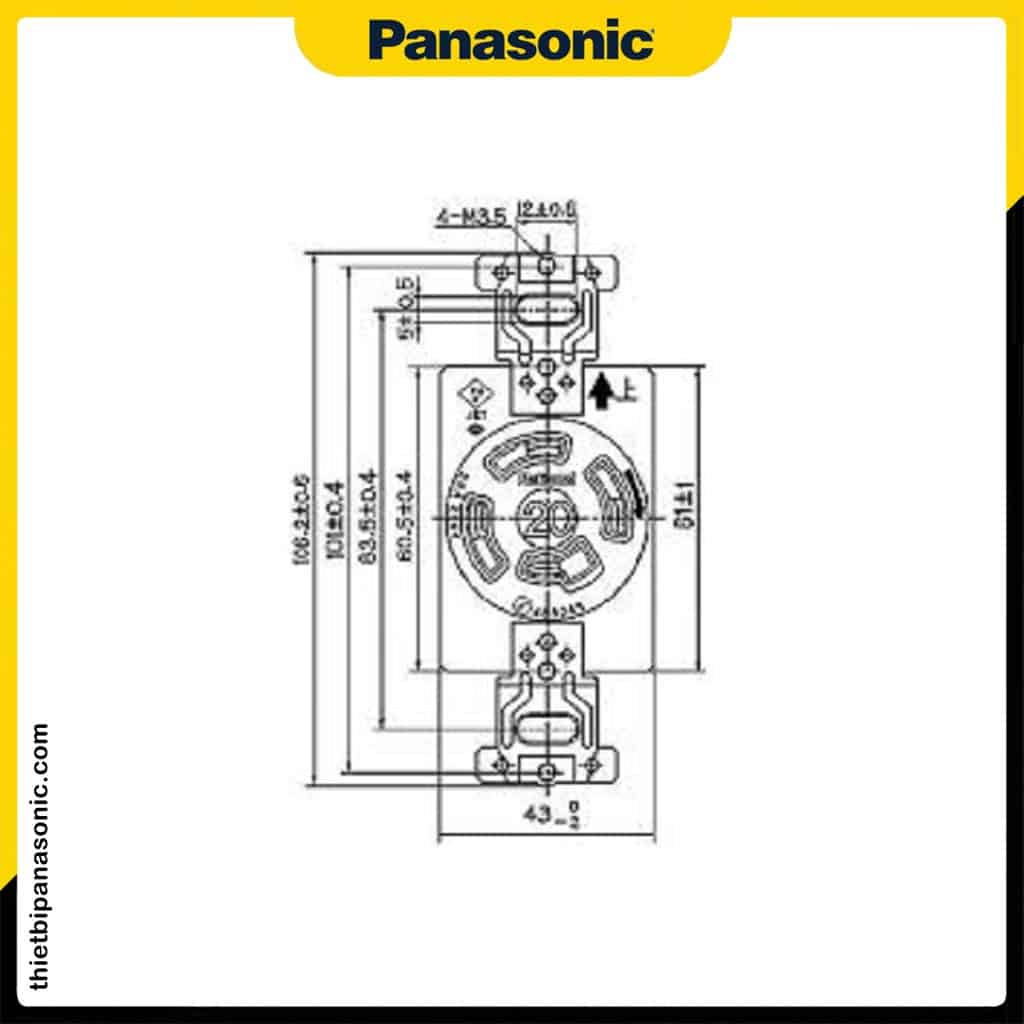 Bản vẽ kỹ thuật của Ổ cắm Locking Panasonic WF2420BK, WF2430B, WF2420WK