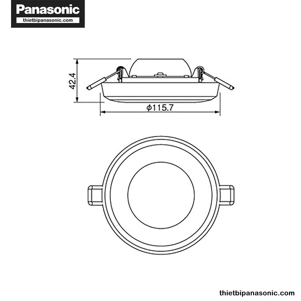 Bản vẽ kỹ thuật của Đèn Downlight không viền Panasonic tròn 9W, 12W | Ánh sáng 180°