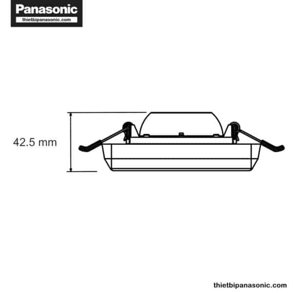 Bản vẽ kích thước của Đèn Downlight không viền Panasonic vuông 9W, 12W | Ánh sáng 180°