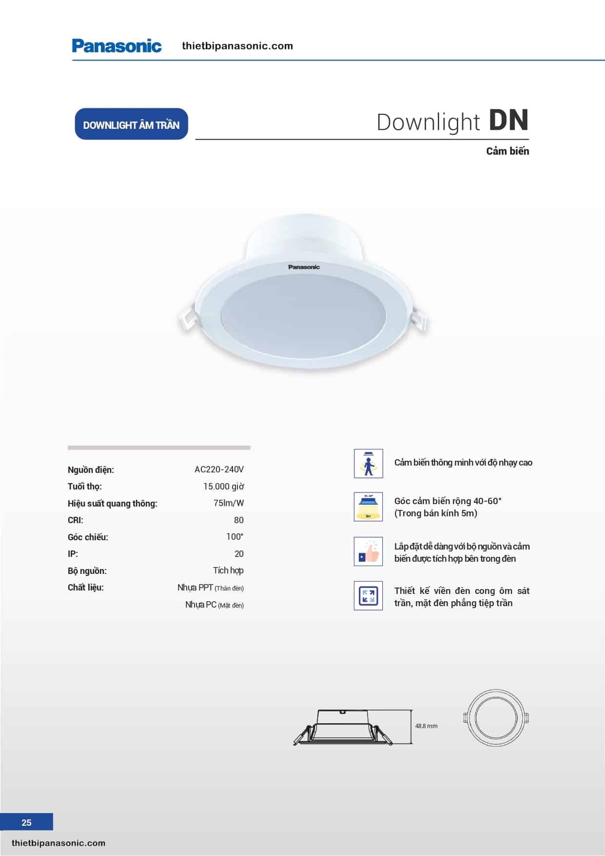 Catalogue - Bảng giá đèn LED âm trần Panasonic