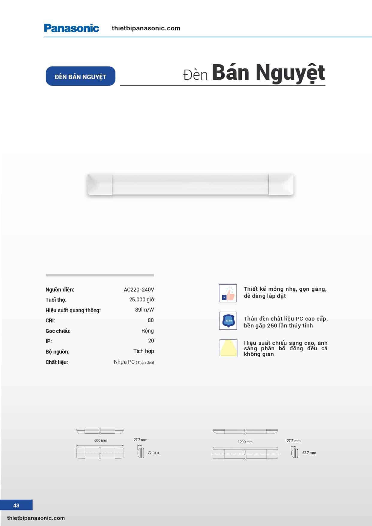 Catalogue - Bảng giá đèn bán nguyệt Panasonic