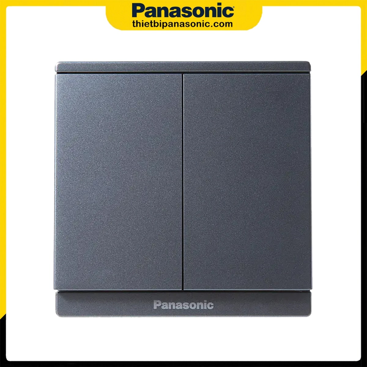 Bộ 2 công tắc 1 chiều Panasonic có chỉ báo dạ quang màu xám ánh kim WMF503MYH-VN