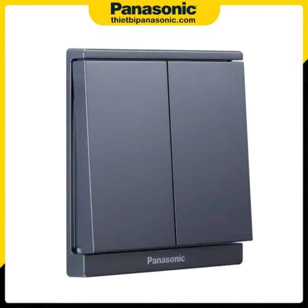 Bộ 2 công tắc 1 chiều Panasonic Moderva có chỉ báo dạ quang màu xám ánh kim WMF503MYH-VN
