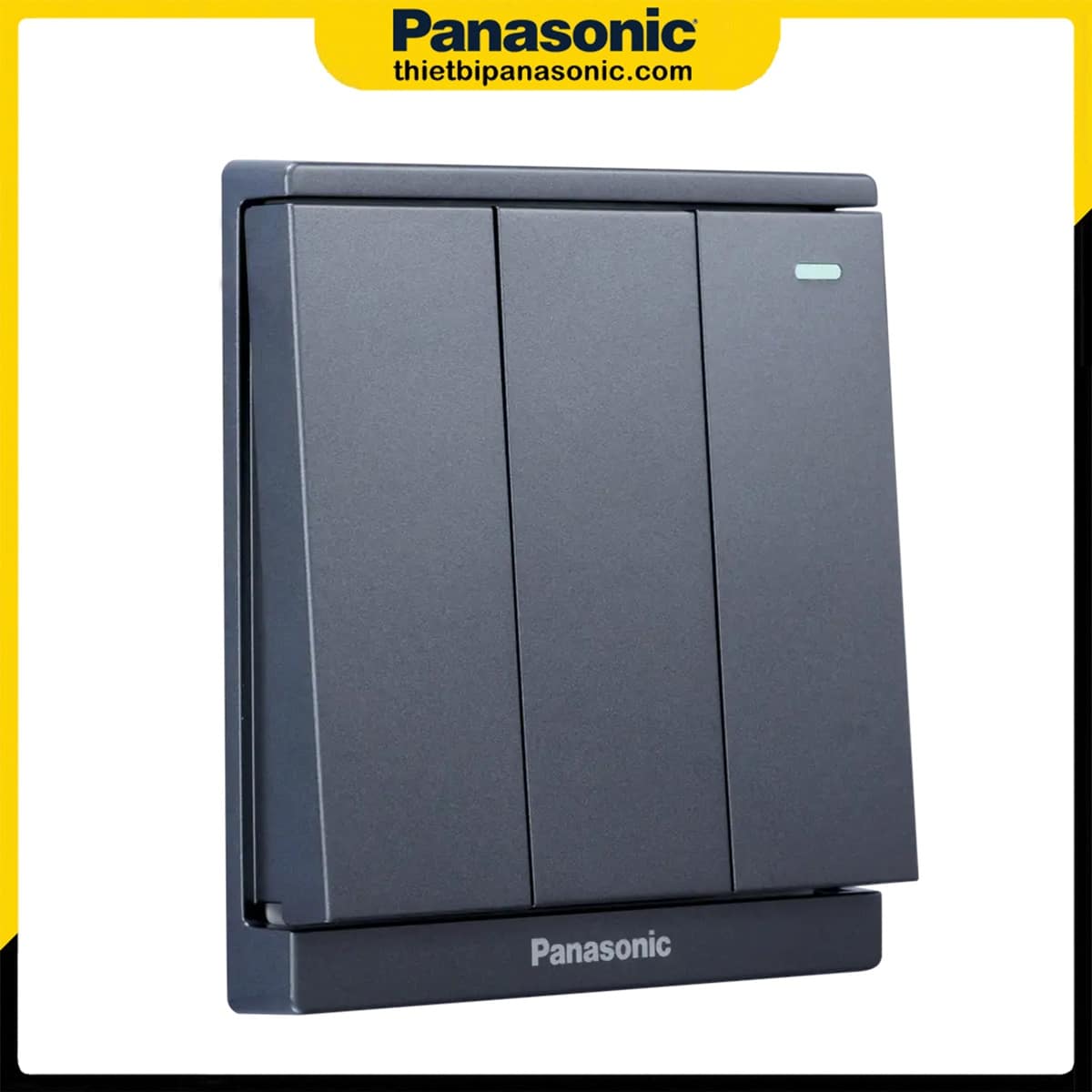 Bộ 3 công tắc 1 chiều Panasonic Moderva màu xám ánh kim có chỉ báo dạ quang WMF515MYH-1VN