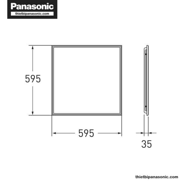 Bản vẽ kích thước của Đèn LED Panel 600x600 36W Panasonic NNFC7050088 (ánh sáng vàng), NNFC7055088 (ánh sáng trung tính), NNFC7056088 (ánh sáng trắng)