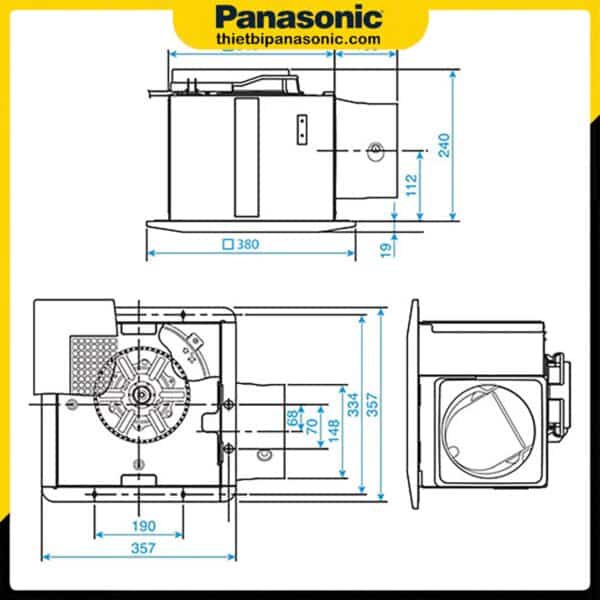 Bản vẽ kích thước của Quạt hút âm trần Panasonic FV-32CD9