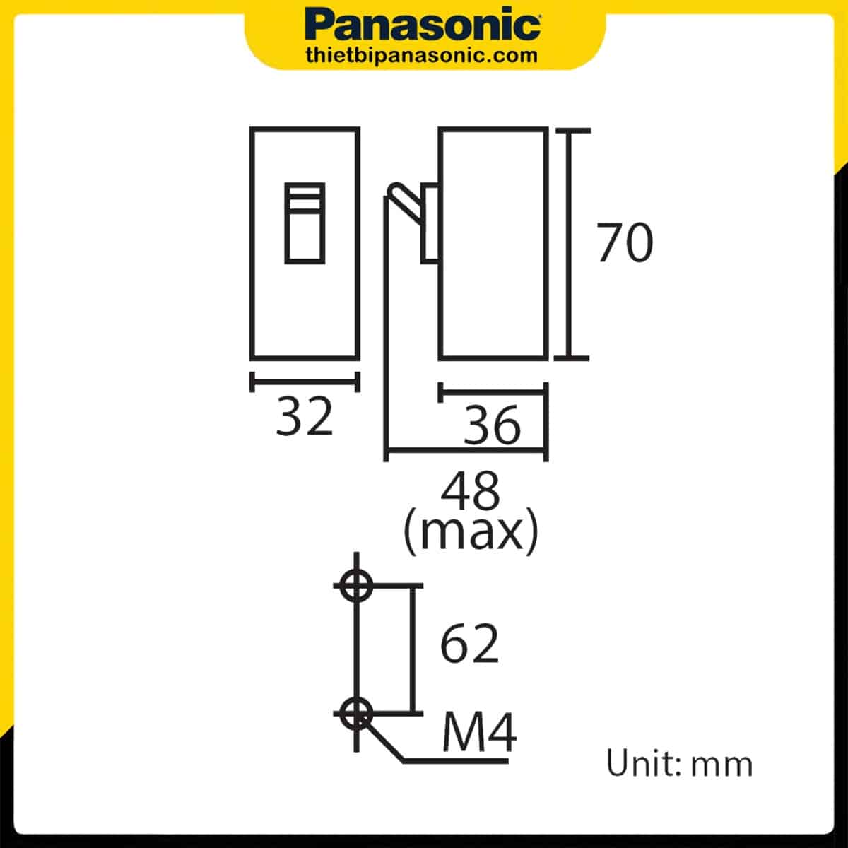 Bản vẽ kích thước của Cầu dao chống giật ELB Panasonic BJS3020NA2 30A 15mA 1.5kA