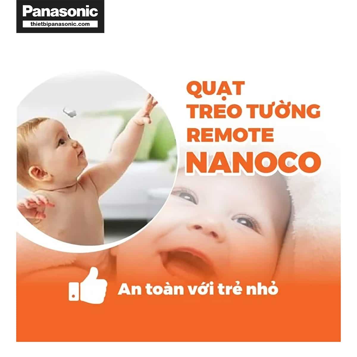 Quạt treo tường Nanoco NWF1610RC-BL được làm từ nhựa ABS cùng lồng quạt che chắn nên vô cùng an toàn với trẻ sơ sinh