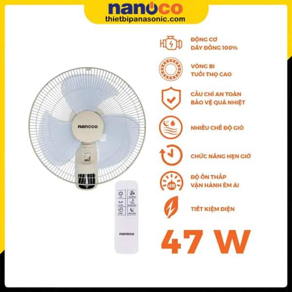 Những ưu điểm nổi bật nhất của Quạt treo tường Nanoco NWF1610RC-BE màu beige có remote