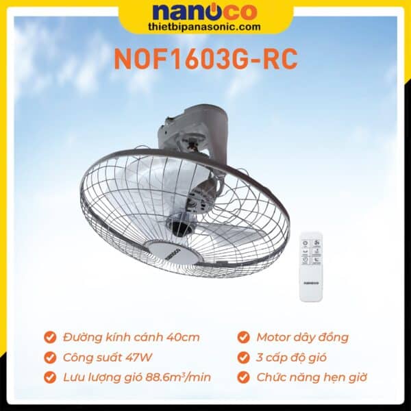 Những đặc điểm nổi bật của Quạt đảo trần Nanoco có remote NOF1603G-RC