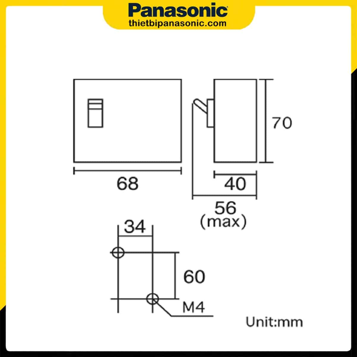Bản vẽ kỹ thuật của ELB Panasonic BJJ23030-8 | 30A 2.5kA 30mA
