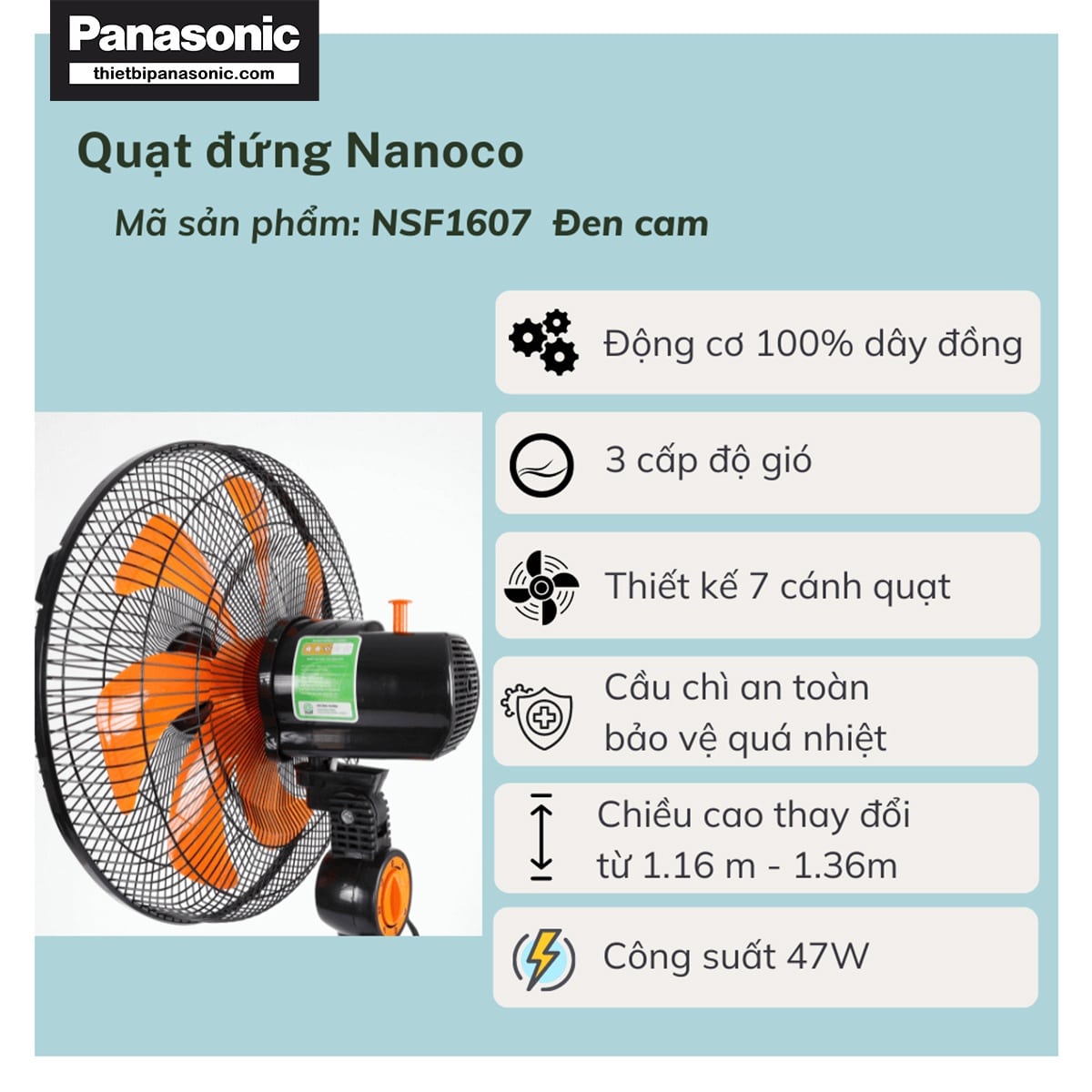 Những ưu điểm nổi bật của Quạt cây Nanoco NSF1607