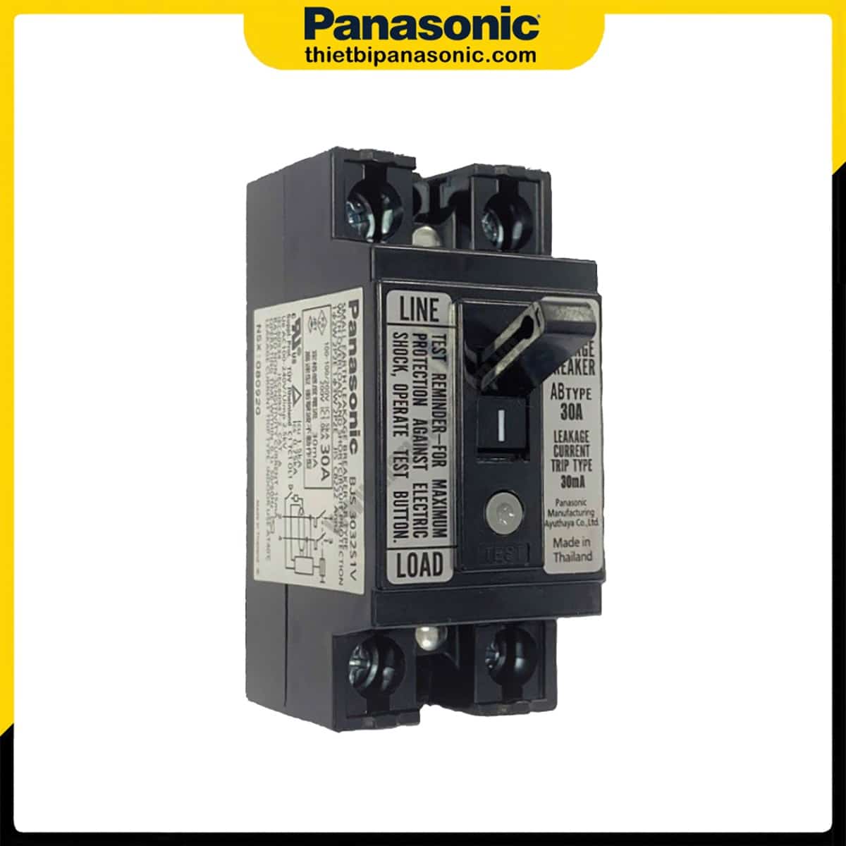 ELB Panasonic BJS3032S1V 30A 1.5kA 30mA đạt tiêu chuẩn IEC được sản xuất tại Thái Lan