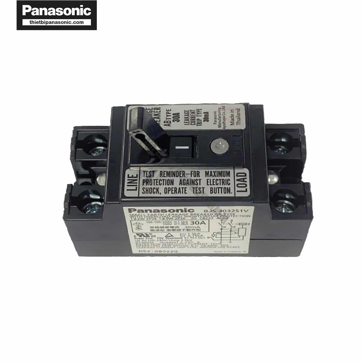 ELB Panasonic BJS3032S1V 30A 1.5kA 30mA giúp bảo vệ quá tải, ngắn mạch và chống rò hiệu quả